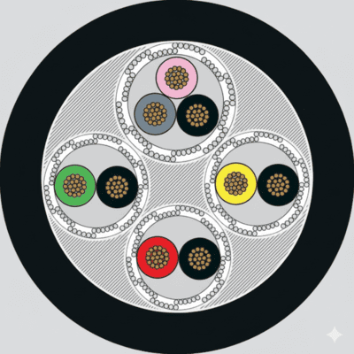 Cabo AFD blindagem individual em fita de poliester aluminizada + dreno