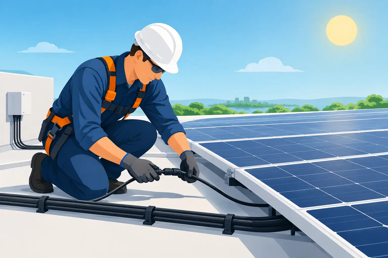 Instalação de cabos fotovoltaicos sem falhas